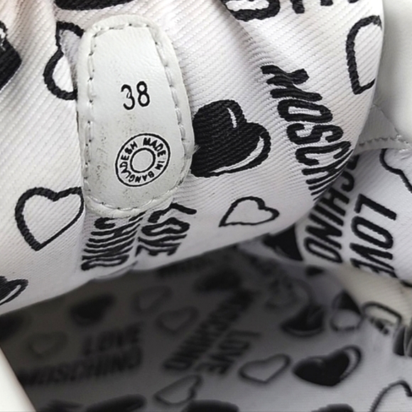 LOVE MOSCHINO Logo Women's White Chunky Slip On Sneakers Leather Logo Band Sz 38 - Picture 14 of 16